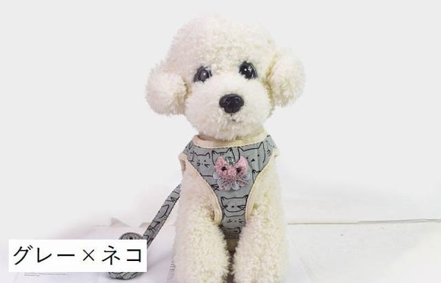 marin☆、フラワー柄、胸当てタイプ、わんちゃん猫ちゃん用ハーネスセット be6202976e9fa0b3a9b17d2ad65534