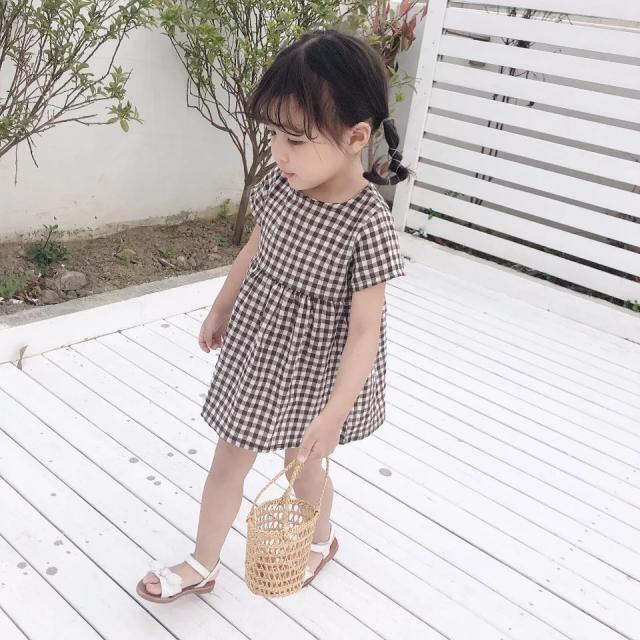 ワンピース キッズ ベビー 半袖 チェック ラウンドネック ギンガムチェック プルオーバー 子供服 こども服 おしゃれ 可愛い の通販はau Pay マーケット プラスナオ