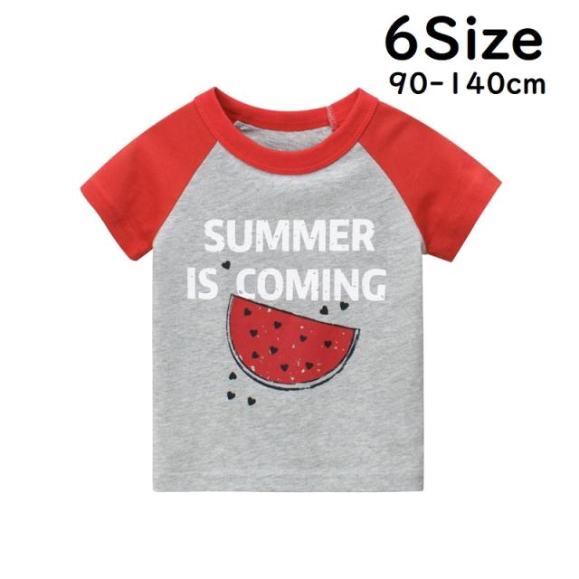 Tシャツ 半袖 キッズ 子供用 男の子 女の子 カットソー スイカ プリント ロゴ かわいい ラグランスリーブ 丸首 グレーの通販はau Pay マーケット プラスナオ