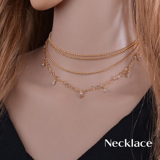 ネックレス 4連 チョーカー レディース アクセサリー ボールチェーン ラインストーン キラキラ 可愛い おしゃれ 可愛い ギフの通販はau Pay マーケット プラスナオ