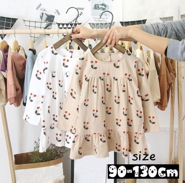 ワンピース キッズ ベビー 子供服 こども服 長袖 さくらんぼ サクランボ ボタンつき ラウンドネック カジュアル おしゃれ 可の通販はau Pay マーケット プラスナオ