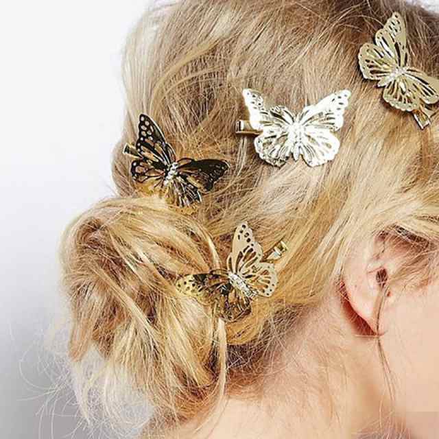 バタフライ 蝶々 ヘアアクセサリー 髪飾り               ブラック