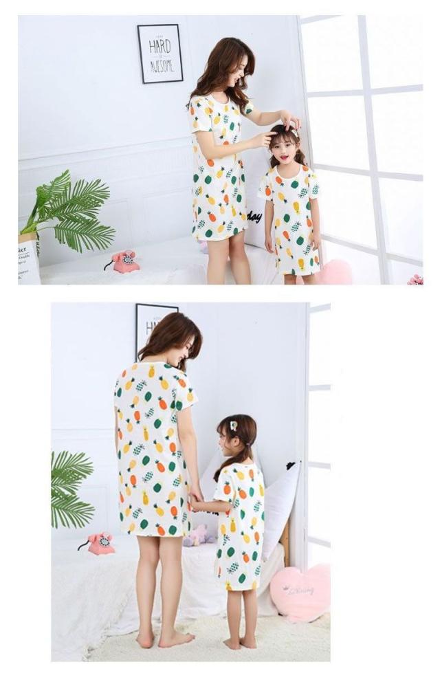 パジャマ ルームウェア ワンピース ネグリジェ シャツ 親子ペア コットン トップス イラスト 動物 花柄 子供用 子供服 キッの通販はau Pay マーケット プラスナオ