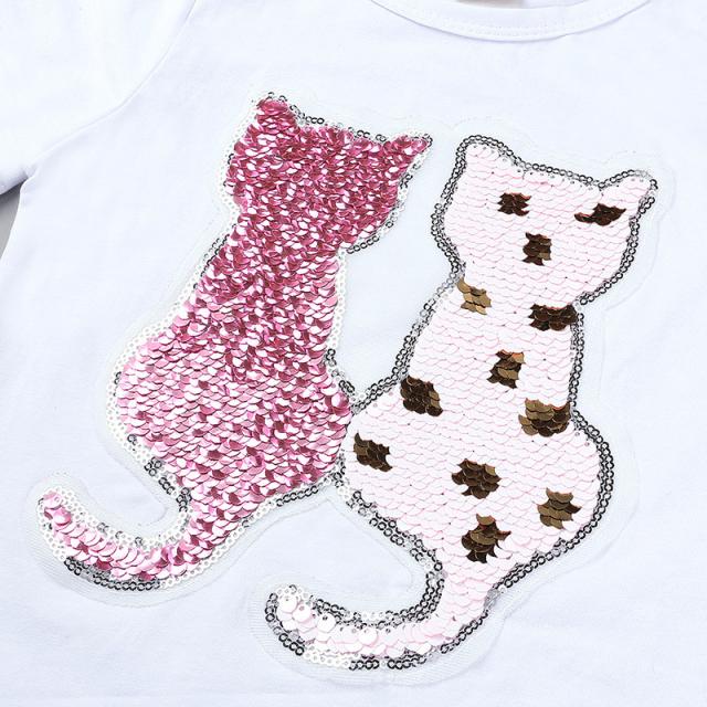 半袖Tシャツ スパンコール 色が変わる キッズ 子供服 女の子 ラウンドネック キラキラ かわいい キュート おしゃれ 通園 通