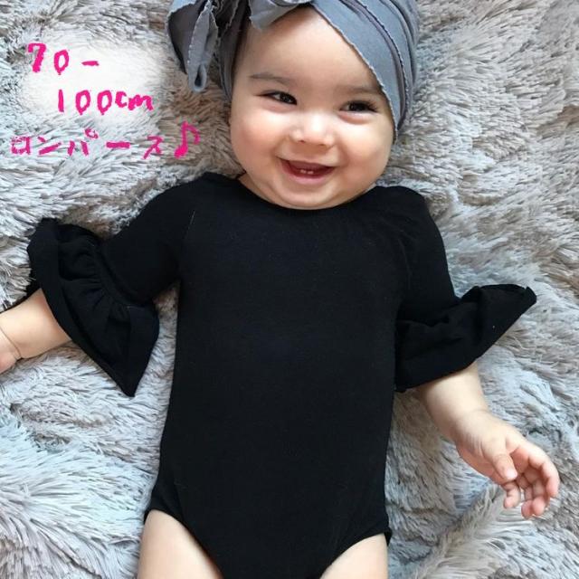ロンパース ベビー キッズ 子供服 女の子 赤ちゃん 長袖 フリル袖 かわいい 無地 シンプル おしゃれ ラウンドネック ギフトの通販はau Pay マーケット プラスナオ