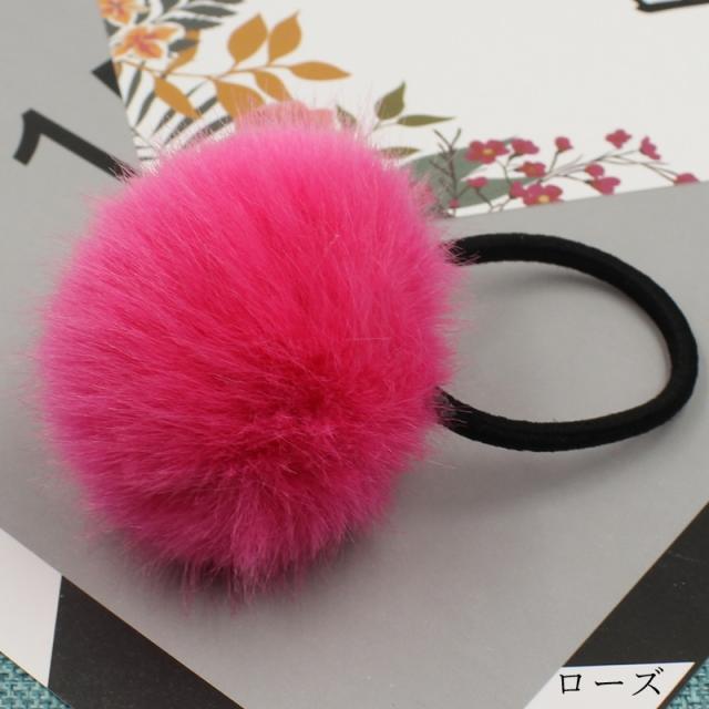 美品 エルメス HERMES ヘアゴム 髪ゴム ポンポン 赤系 美品 エルメス