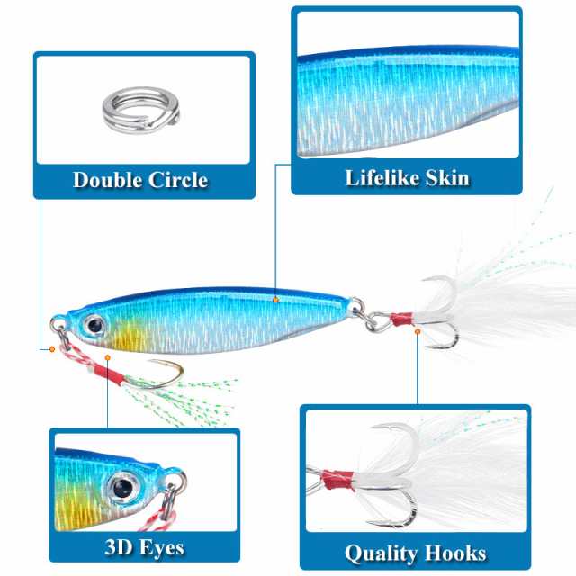 ハードルアー メタルジグ フィッシング 釣り用品 ライトショアジギング 疑似餌 フック付き ホログラム フェザー 20g 30gの通販はau PAY  マーケット - プラスナオ
