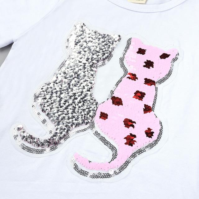 半袖Tシャツ スパンコール 色が変わる キッズ 子供服 女の子 ラウンドネック キラキラ かわいい キュート おしゃれ 通園 通