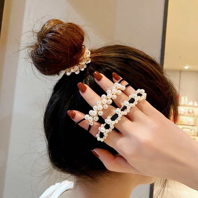 ヘアゴム 髪ゴム ヘアアクセサリー レディース 女性 パール調 フェイク