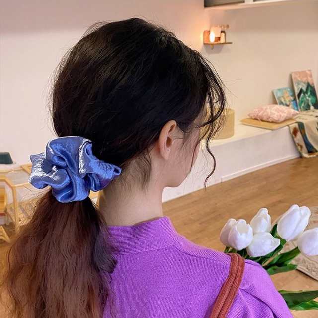 2021年製 シュシュ ヘアアクセサリー レディース 2個セット ヘアゴム 花柄 かわいい 無地 ヘアアレンジ まとめ髪 フラワー カジュアル 女性用 