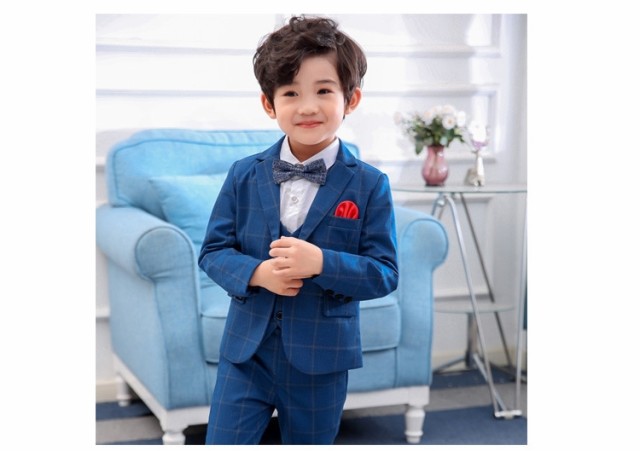 スーツ 3点セット キッズ 子供服 男の子 ジャケット ブレザー ベスト 長ズボン ロングパンツ チェック柄 上着 おしゃれ フの通販はau PAY  マーケット - プラスナオ