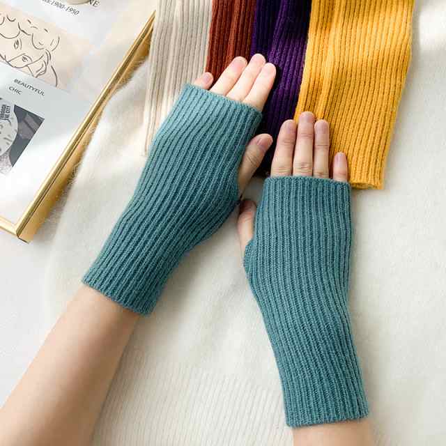 指なし手袋 フィンガーレス ニットグローブ デミグラブ