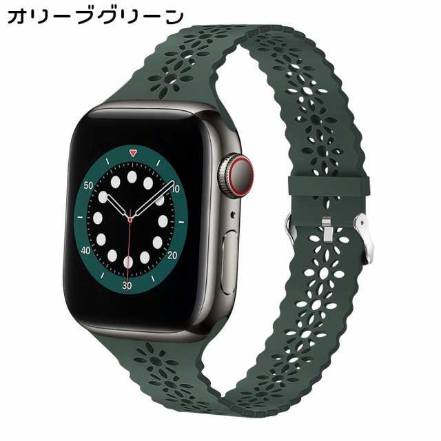 Apple Watchフェイクレザーバンド 42 44 45mmオリーブグリーン