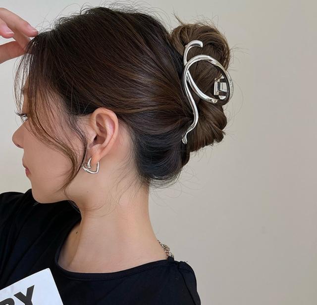 ヘアクリップ バンスクリップ ヘアアクセサリー レディース 女性 髪飾り 髪留め まとめ髪 ヘアアレンジ クロス ラウンド シン バレッタ・ヘアクリップ