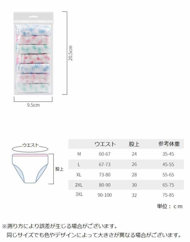 使い捨てショーツ 7枚セット 使い捨てパンツ レディース 女性 大きい