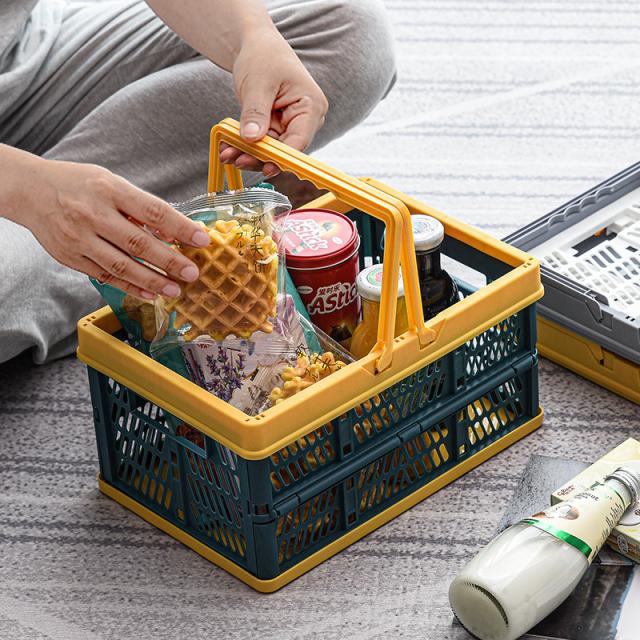 コンテナボックス 持ち手付き 折りたたみ式 カゴ バスケット 買い物
