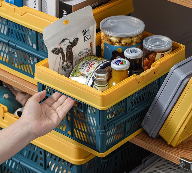 コンテナボックス 持ち手付き 折りたたみ式 カゴ バスケット 買い物