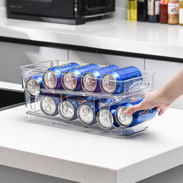 缶ストッカー 缶飲料 収納ラック 可動式 2段 缶ディスペンサー 冷蔵庫