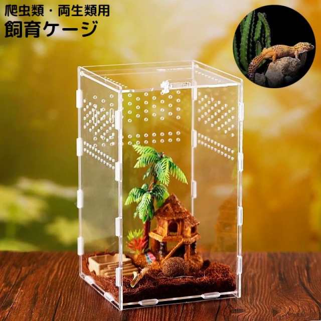 飼育ケージ 飼育ケース 爬虫類 両生類 昆虫 小動物用 飼育容器 給餌箱