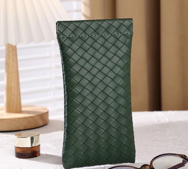 メガネケース 眼鏡ケース メガネ入れ レザー調 編み込み風 バネ口式