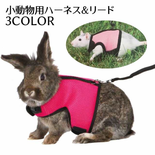 小動物用ハーネス リード 2点セット 兎用 ウサギ ペット服 モルモット