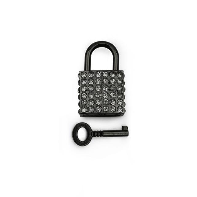 バッグチャーム 南京錠 ラインストーン バッグ用アクセサリー 鍵 カギ