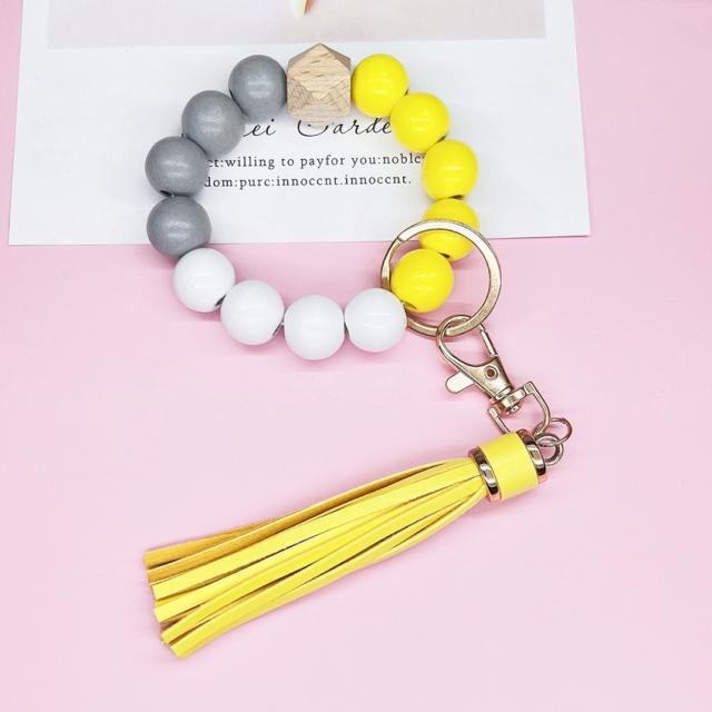 ビーズブレスレット タッセル付 キーリング キーホルダー バッグ