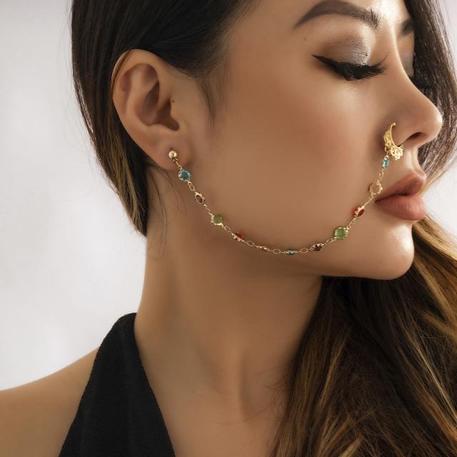 すぐ届く☆ZARA フェイクパール付きイヤーカフピアスセット ピアス イヤーカフ 鼻ピアス フェイクピアス チェーン付き