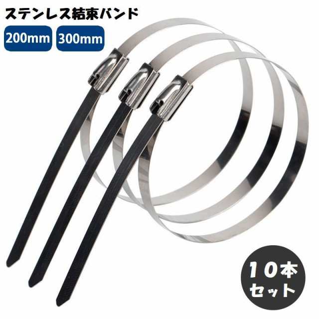 ステンレス結束バンド 10本セット 200mm 300mm 幅4.6mm ケーブル