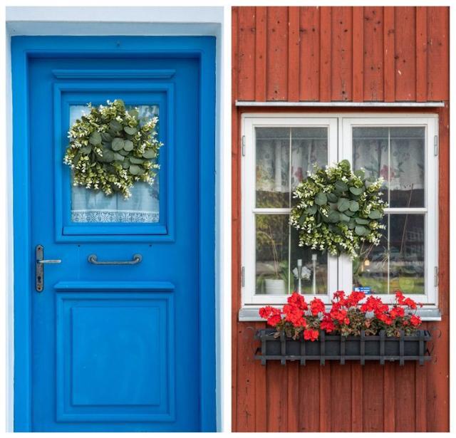 リース フェイク 人工 ユーカリ ガーランド 造花 クリスマスリース