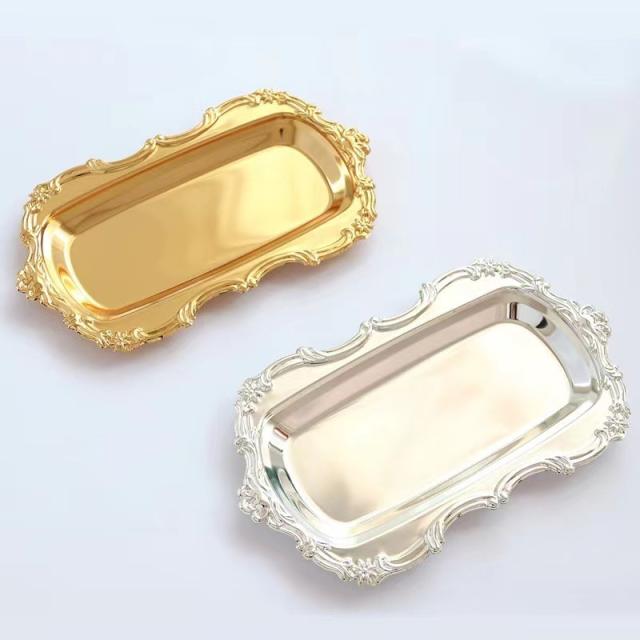 アンティーク 小物 プレート アクセサリートレイ トレー アンティーク風 ステンレス シルバー