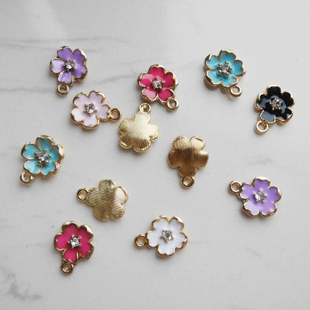 アクセサリーパーツ 10個セット チャーム フラワー 花 ラインストーン