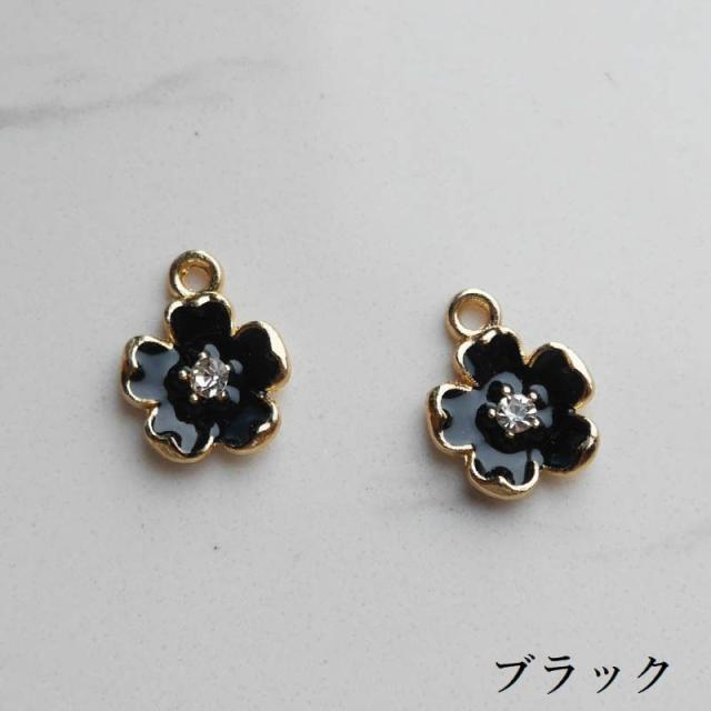 お花がモチーフのチャーム　ハンドメイドアクセサリーパーツ アクセサリーパーツ 10個セット チャーム フラワー 花 ラインストーン