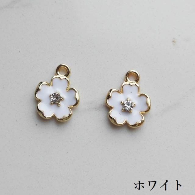 アクセサリーパーツ 10個セット チャーム フラワー 花 ラインストーン