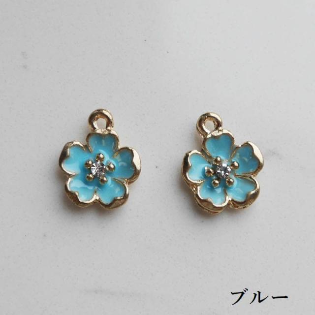 アクセサリーパーツ 10個セット チャーム フラワー 花 ラインストーン