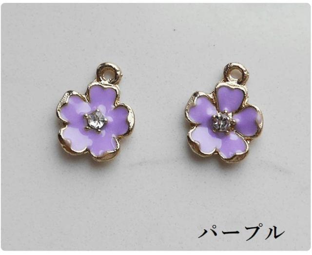 アクセサリーパーツ 10個セット チャーム フラワー 花 ラインストーン
