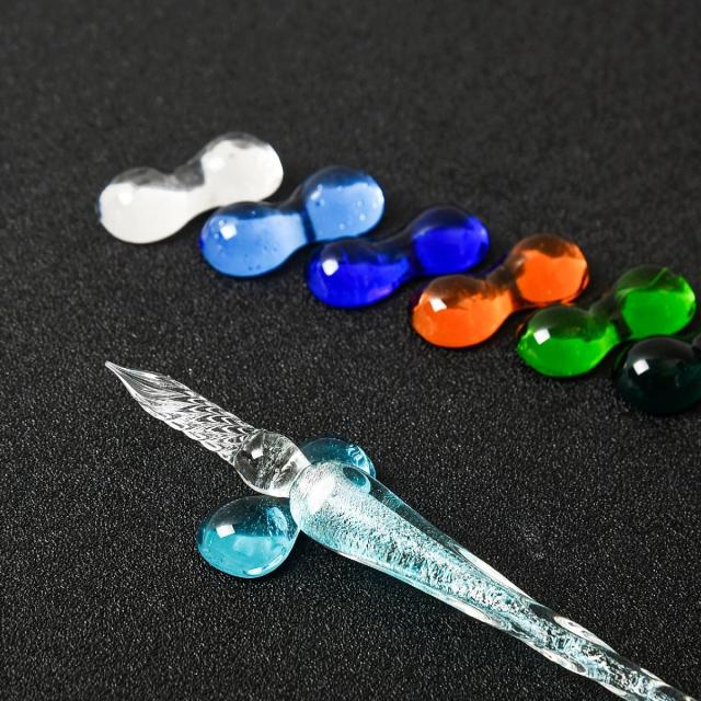 ペン置き ペンホルダー 同色2個セット ガラスペン 万年筆 ペンレスト