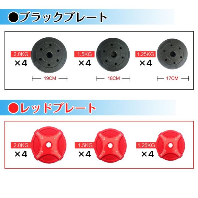 ダンベルセット 合計20kg 2way バーベル 負荷調整 プレート 握りやすい