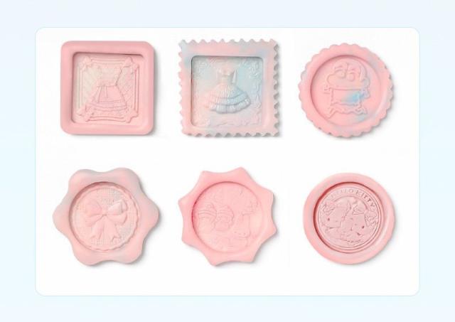 シリコンモールド シーリングスタンプ用 スタンプ板 丸型 四角型 切手