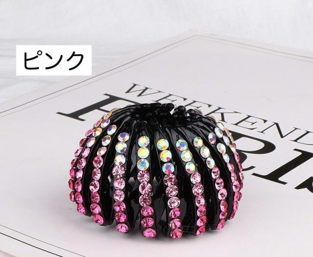 ヘアクリップ ポニーリング レディース ヘアアクセサリー 髪飾り 髪留め ラインストーン キラキラ ヘアアレンジ まとめ髪 シニ バレッタ・ヘアクリップ