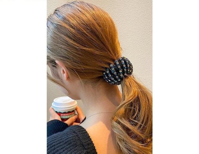 ヘアクリップ ポニーリング レディース ヘアアクセサリー 髪飾り 髪留め ラインストーン キラキラ ヘアアレンジ まとめ髪 シニ バレッタ・ヘアクリップ
