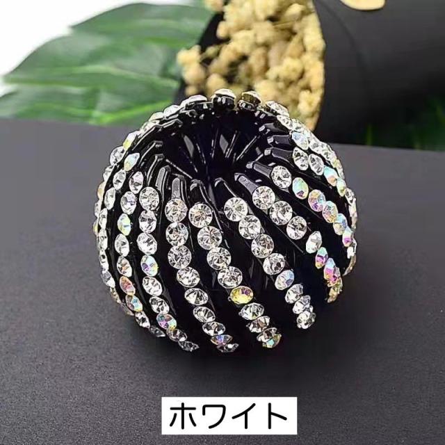 ヘアクリップ ポニーリング レディース ヘアアクセサリー 髪飾り 髪留め ラインストーン キラキラ ヘアアレンジ まとめ髪 シニ バレッタ・ヘアクリップ