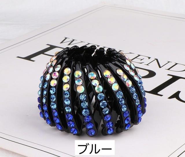 ヘアクリップ ポニーリング レディース ヘアアクセサリー 髪飾り 髪留め ラインストーン キラキラ ヘアアレンジ まとめ髪 シニ バレッタ・ヘアクリップ