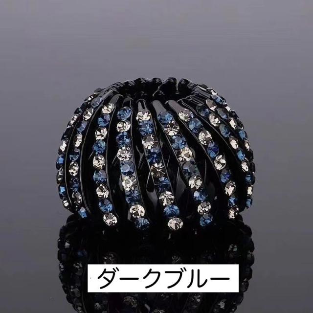 ヘアクリップ ポニーリング レディース ヘアアクセサリー 髪飾り 髪留め ラインストーン キラキラ ヘアアレンジ まとめ髪 シニ バレッタ・ヘアクリップ