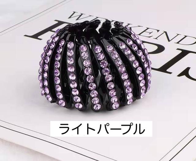 ヘアクリップ ポニーリング レディース ヘアアクセサリー 髪飾り 髪留め ラインストーン キラキラ ヘアアレンジ まとめ髪 シニ バレッタ・ヘアクリップ
