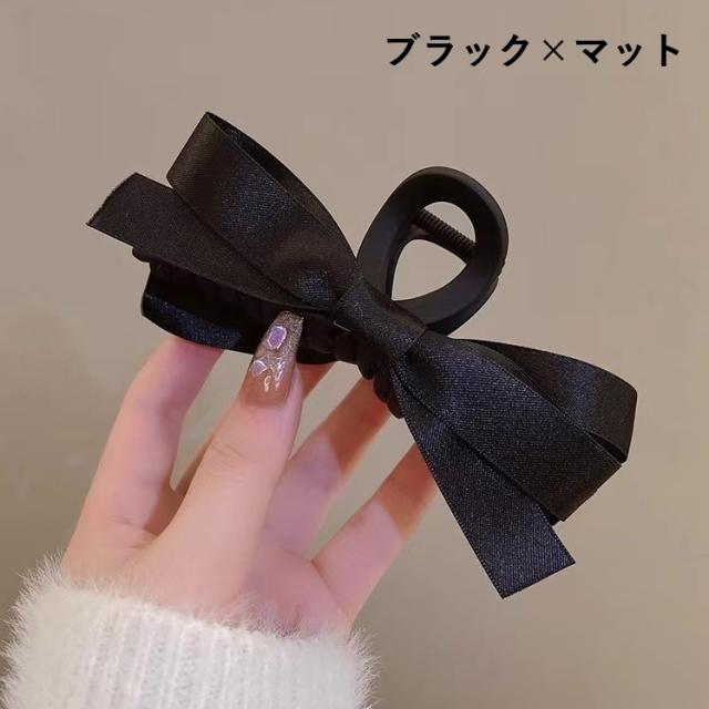 バンスクリップ ヘアクリップ ブラックリボン ヘアアクセサリー