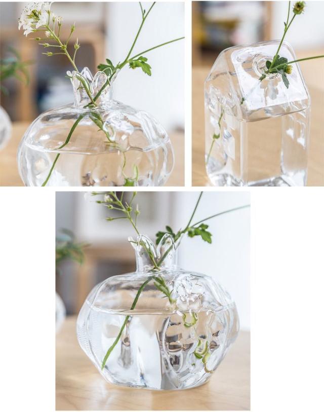 花瓶 ガラス フラワーベース 花器 ザクロガラス 透明 クリア