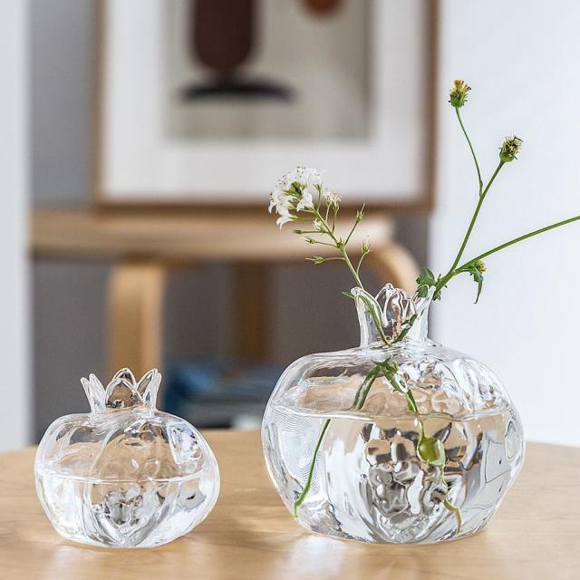 花瓶 ガラス フラワーベース 花器 ザクロガラス 透明 クリア