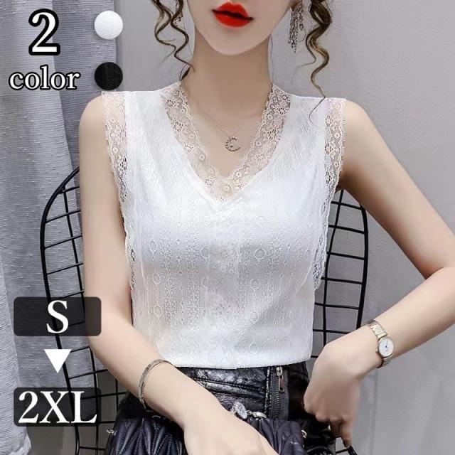 ちょい様❤️８点⭐️A127⭐️ 大人可愛い ♥ レース Vネック タンクトップ タンクトップ レディース 女性用 トップス レース Vネック 袖