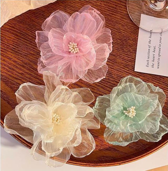 お花のハンドメイド2点 ハンドメイドパーツ アクセサリーパーツ デコレーションパーツ 同色2個